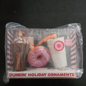 Dunkin Donuts Holiday Ornaments Set - Brown, Pink, White